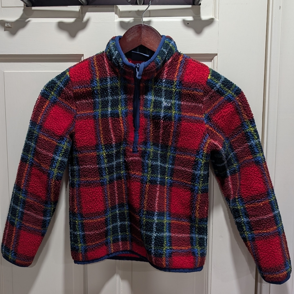 Vineyard Vines Kids Quarter Zip Plaid Fleece Pullover (Size 7)